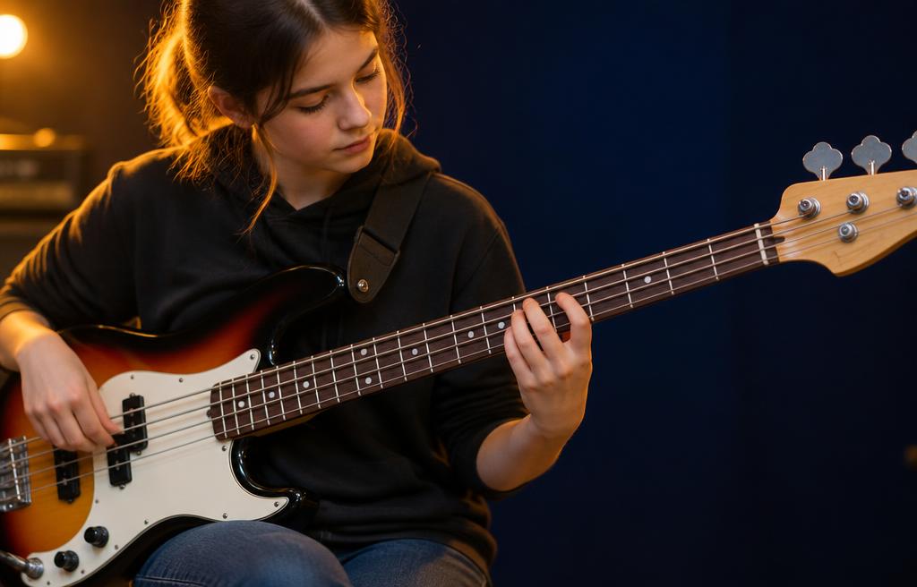 Beginner learning bass guitar